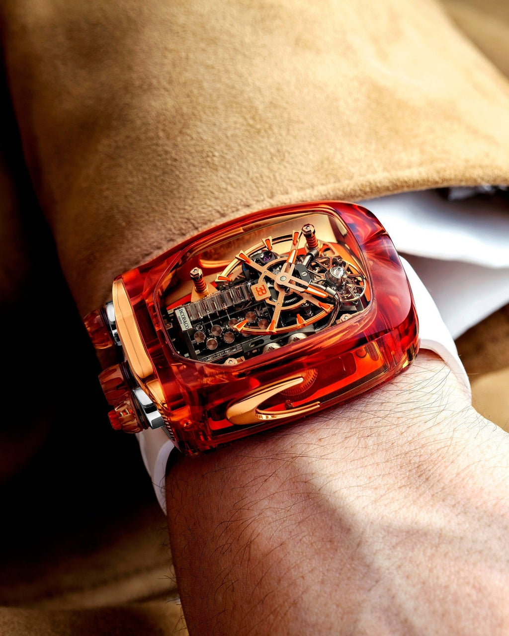 Limited Edition Jacob & Co. Bugatti Chiron Tourbillon Orange Sapphire Crystal watch (C05)