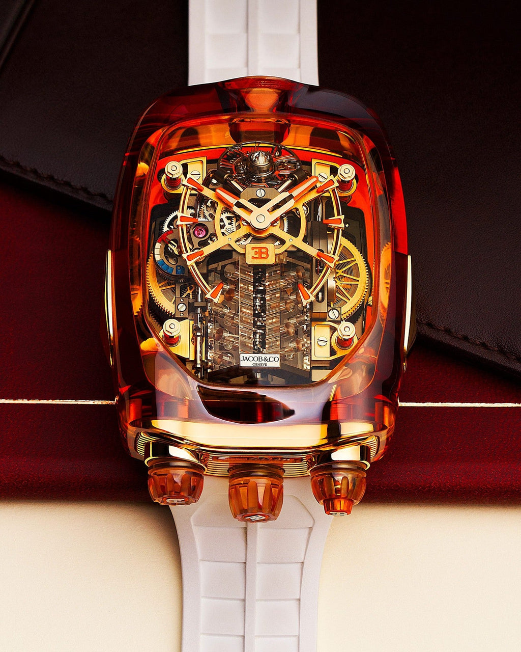 Limited Edition Jacob & Co. Bugatti Chiron Tourbillon Orange Sapphire Crystal watch (C05)