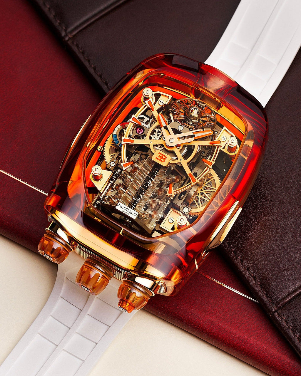Limited Edition Jacob & Co. Bugatti Chiron Tourbillon Orange Sapphire Crystal watch (C05)
