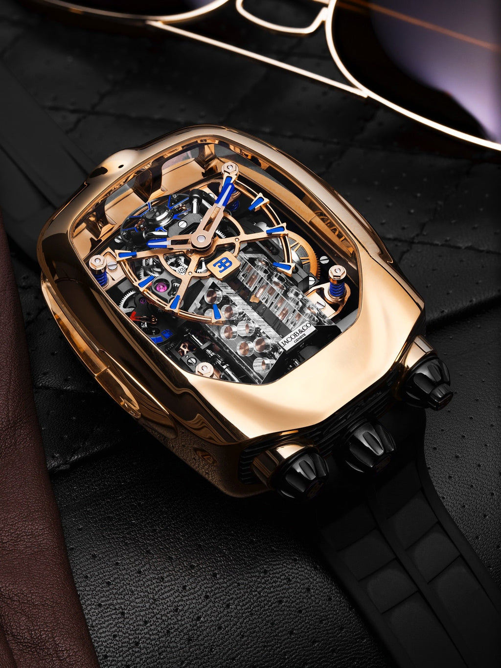Limited Edition Jacob & Co. Bugatti Chiron Tourbillon timepiece in a rose gold case Watch (C05)