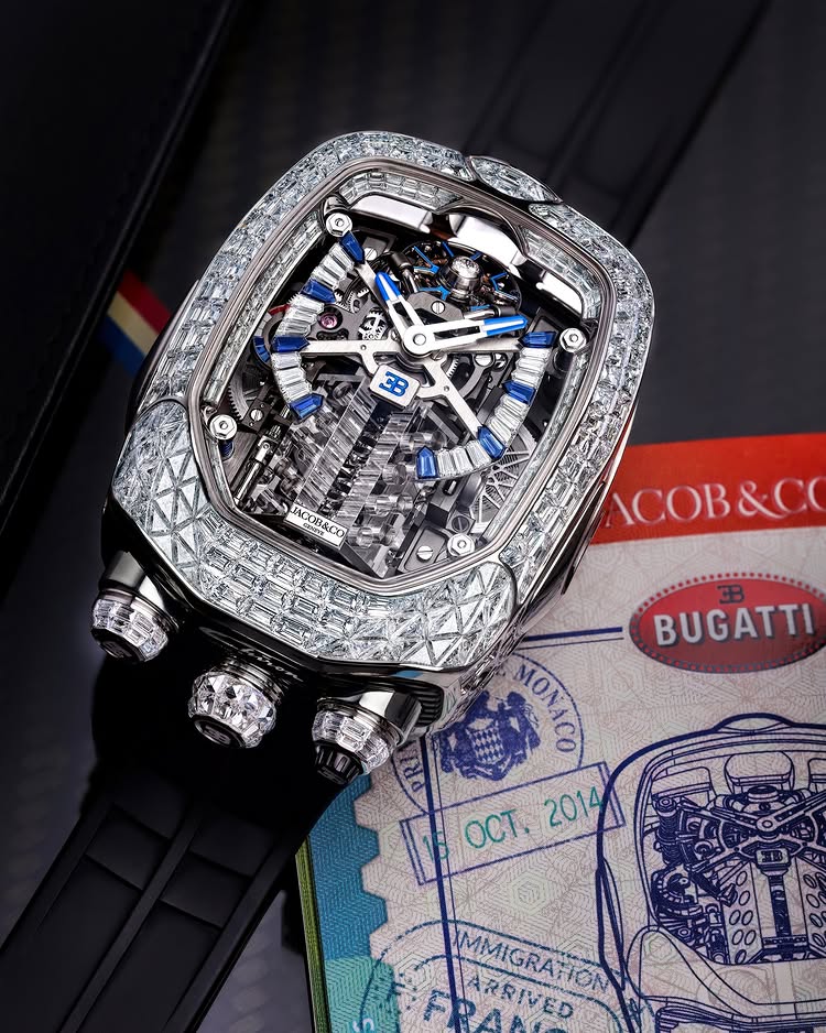 Limited Edition Jacob & Co. Bugatti Chiron Tourbillon Baguette watch (C05)