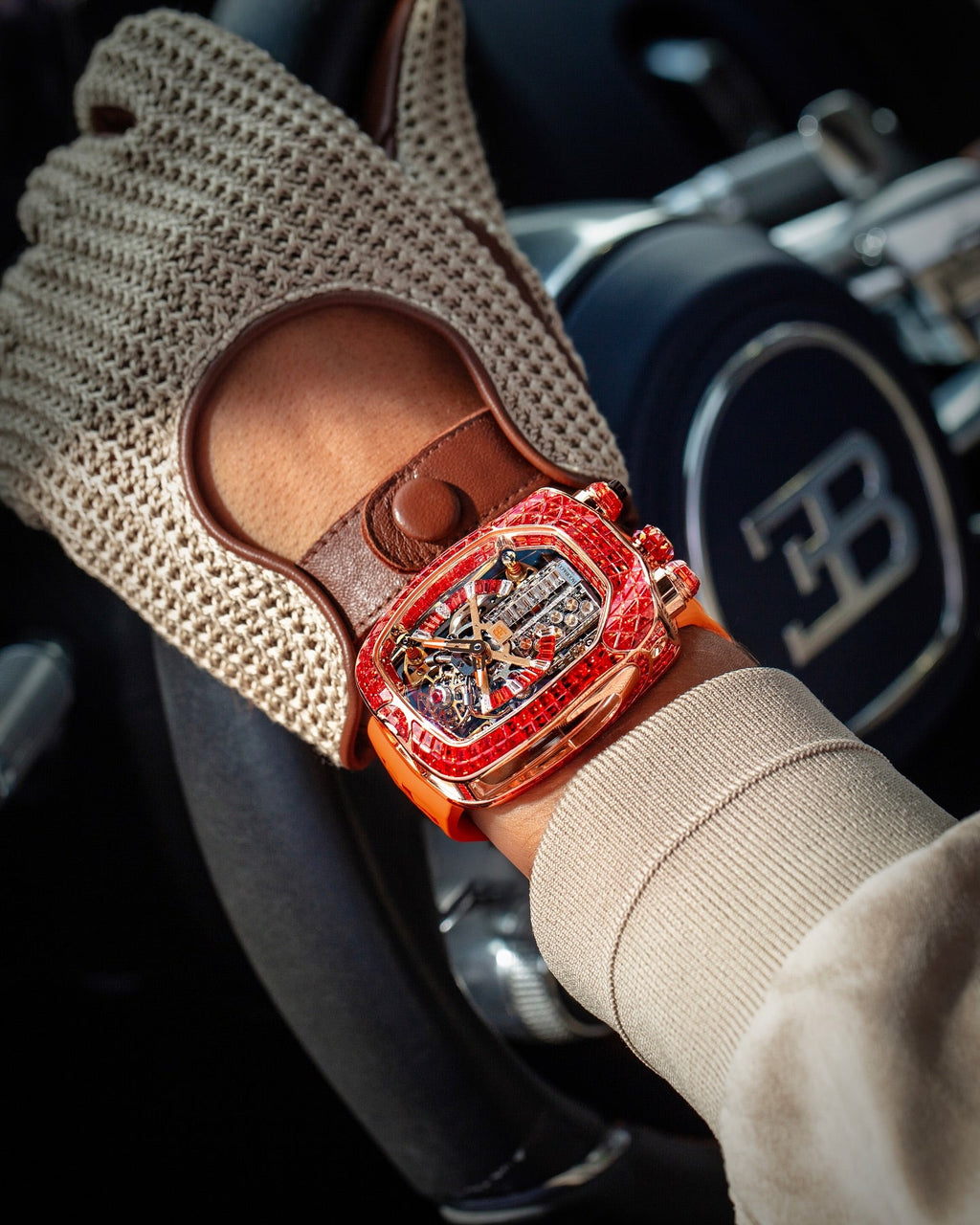 Limited Edition Jacob & Co. Bugatti Chiron Tourbillon Baguette watch (C05)