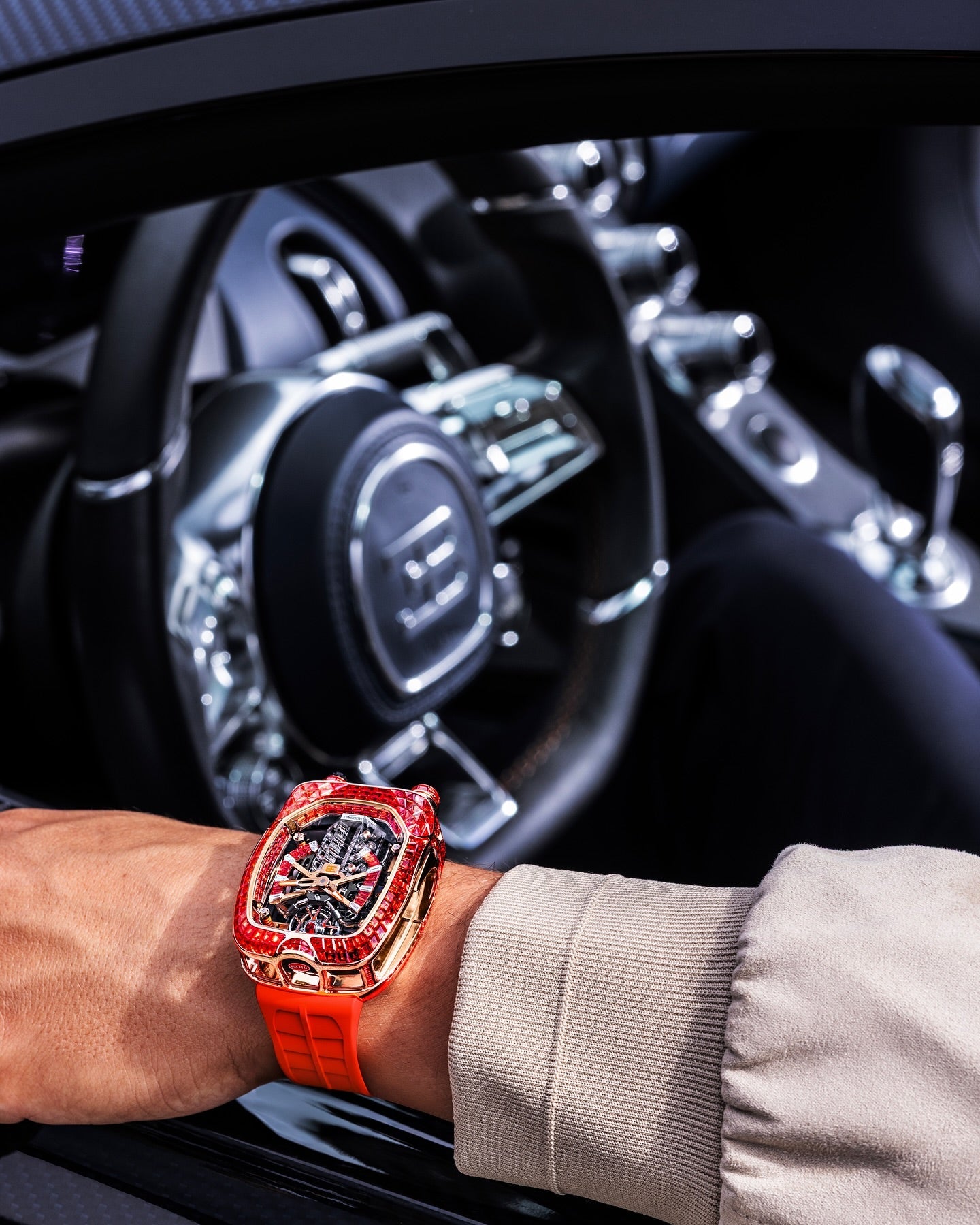 Limited Edition Jacob & Co. Bugatti Chiron Tourbillon Baguette watch (C05)