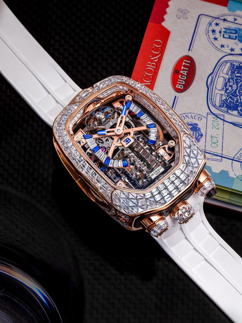 Limited Edition Jacob & Co. Bugatti Chiron Tourbillon Baguette watch (C05)