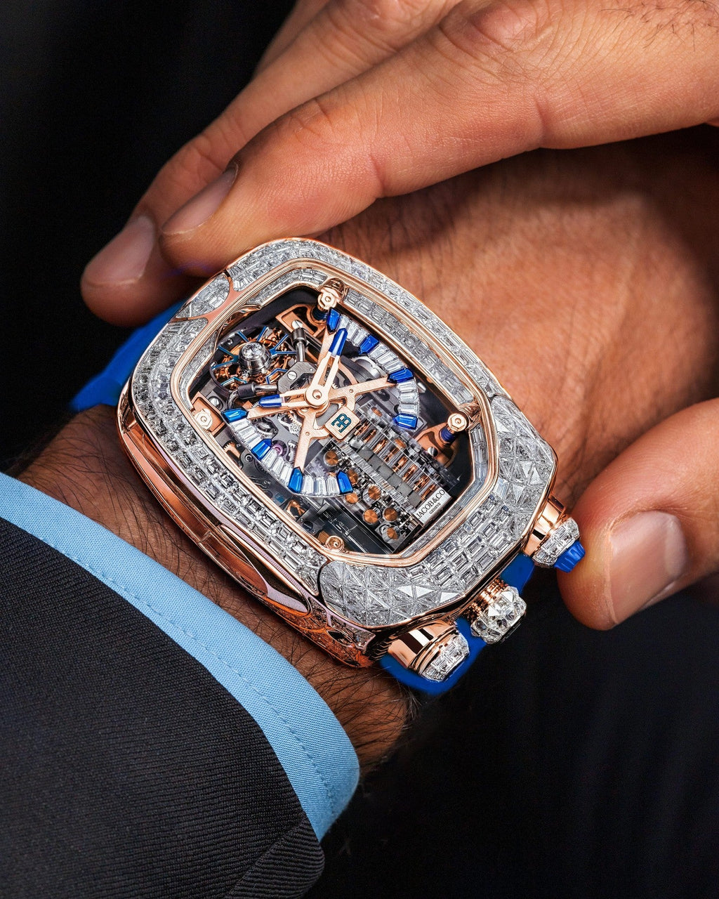 Limited Edition Jacob & Co. Bugatti Chiron Tourbillon Baguette watch (C05)