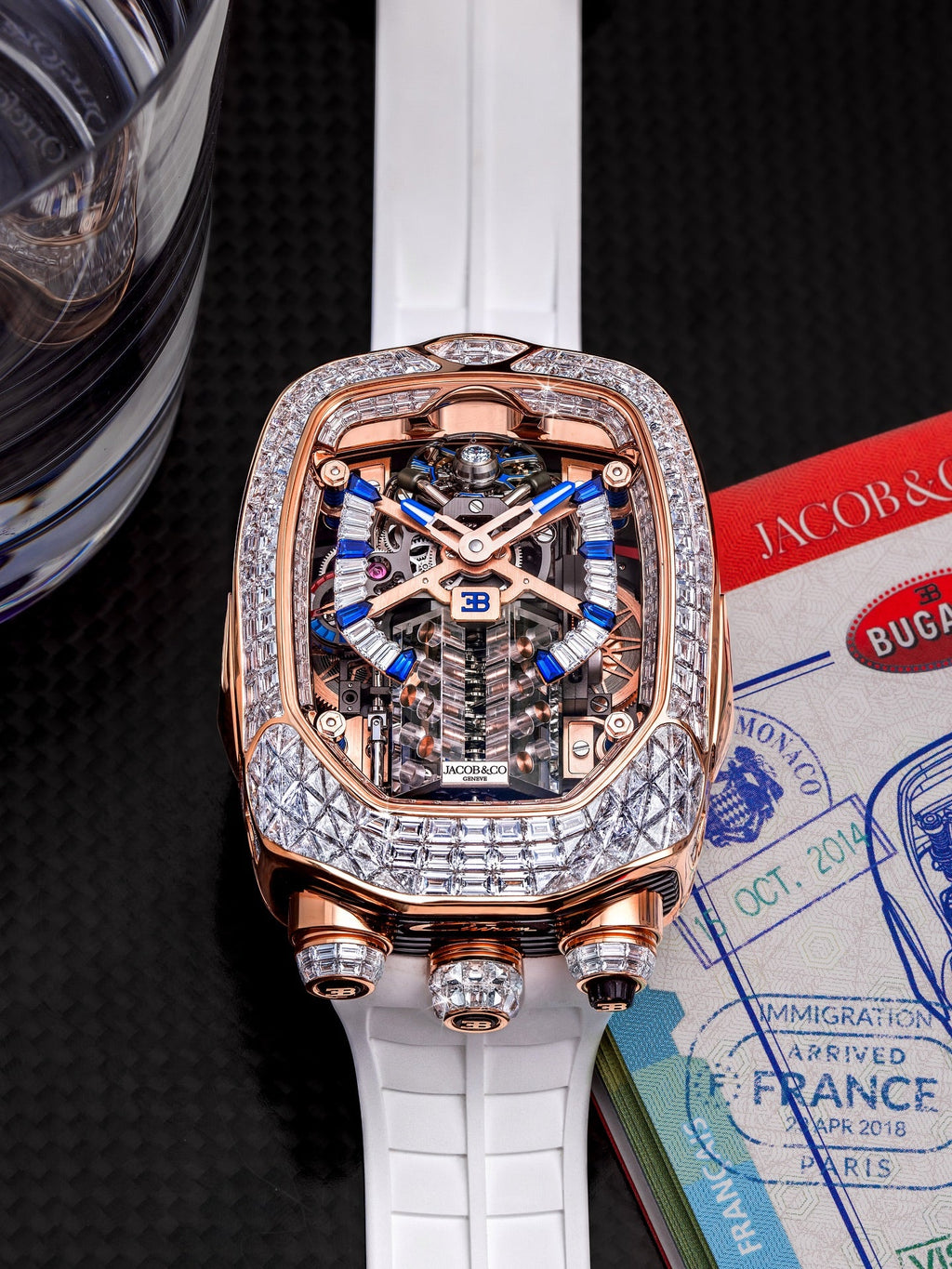 Limited Edition Jacob & Co. Bugatti Chiron Tourbillon Baguette watch (C05)
