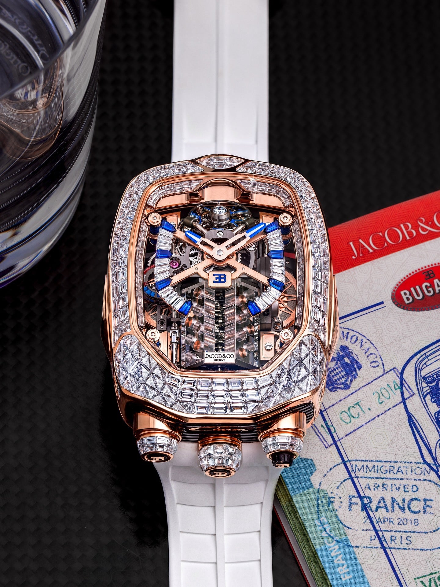 Limited Edition Jacob & Co. Bugatti Chiron Tourbillon Baguette watch (C05)
