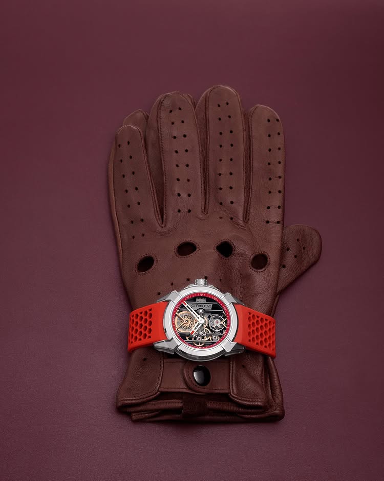 Limited Edition Jacob & Co. Epic X Skeleton watch with an orange rubber strap. (C05)